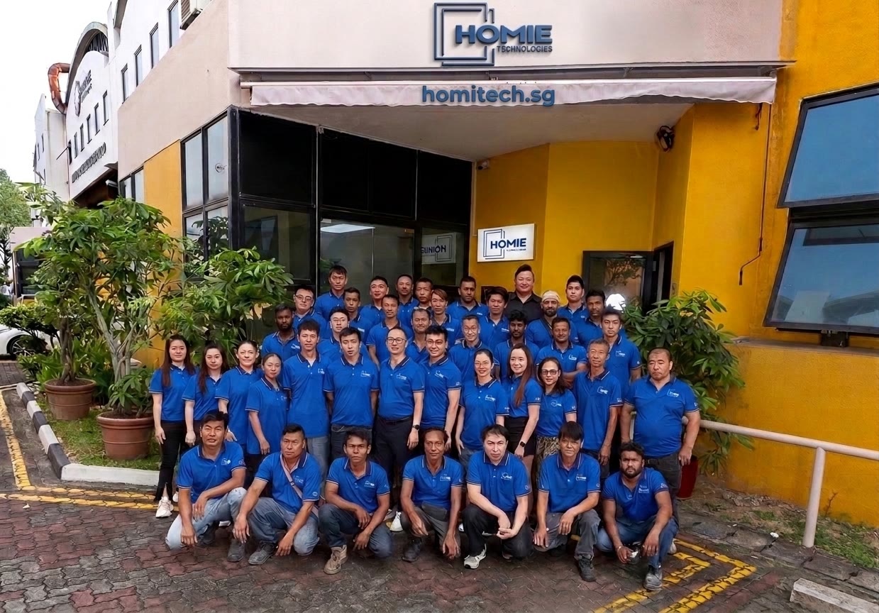 The Homie Technologies team outside our Singapore factory